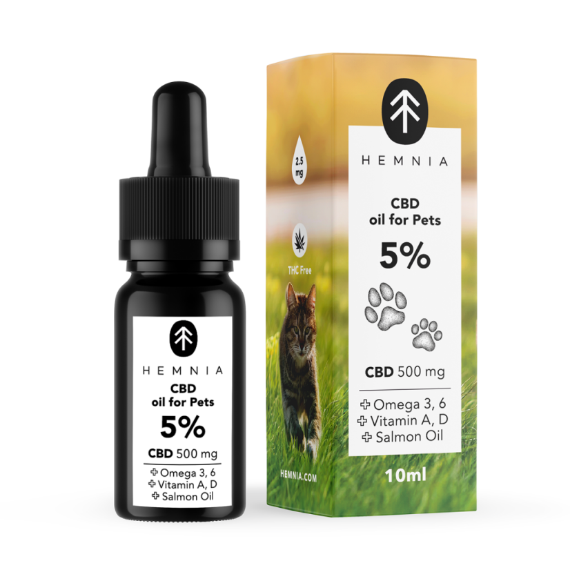 Hemnia CBD in laks oile til katte - 5% CBD, 500 mg, 10 ml